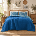 thumbnail image 3 of Regency Heights Twin/Twin Quilt Set, 3-Piece Reversible Bedspread Coverlet Set, Navy Blue Quilted Bedding Set with Shams for All Season, 3 of 12