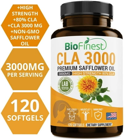 Biofinest CLA Safflower Oil 1500/3000mg - Conjugated Linoleic Acid - Non-GMO, Non-Stimulating, Gluten Free - Best For Weight Loss Belly Fat Burner Diet Supplement - For Men & Women (120 (Best Diet For Asthma Patients)