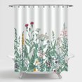 thumbnail image 2 of Green Floral Shower Curtain, Spring Cute Wild Flower Herb Plant Nature Shower Curtain, Country Aesthetic Shabby Chic Botanical Decorative Fabric Shower Curtain for Bathroom Decor, 72 x 72, 2 of 6