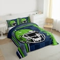 thumbnail image 3 of Homewish Football Sport City Full Size Comforter Sets,Teens Rugby Helmet Bedding Comforter Set,Green Blue Bedding Sets For Kids,Luxury Bedroom Decor Reversible,3pcs, 3 of 8