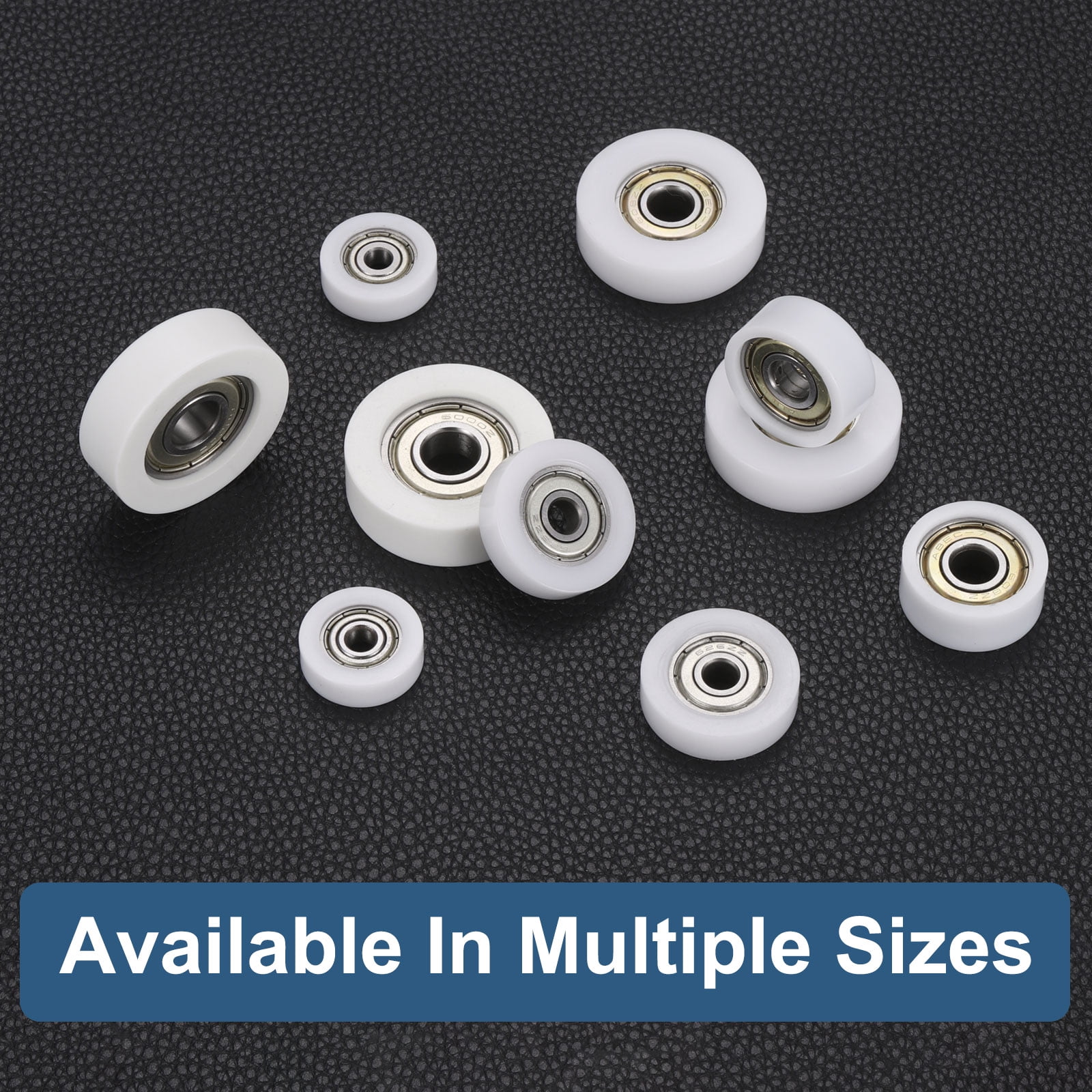 15 Pack 608ZZ Ball Bearing Guide 8x36x10mm Double Metal Shielded Nylon Roller Bearings, Flat Pulley Wheel for Furniture, Hardware Accessories, White
