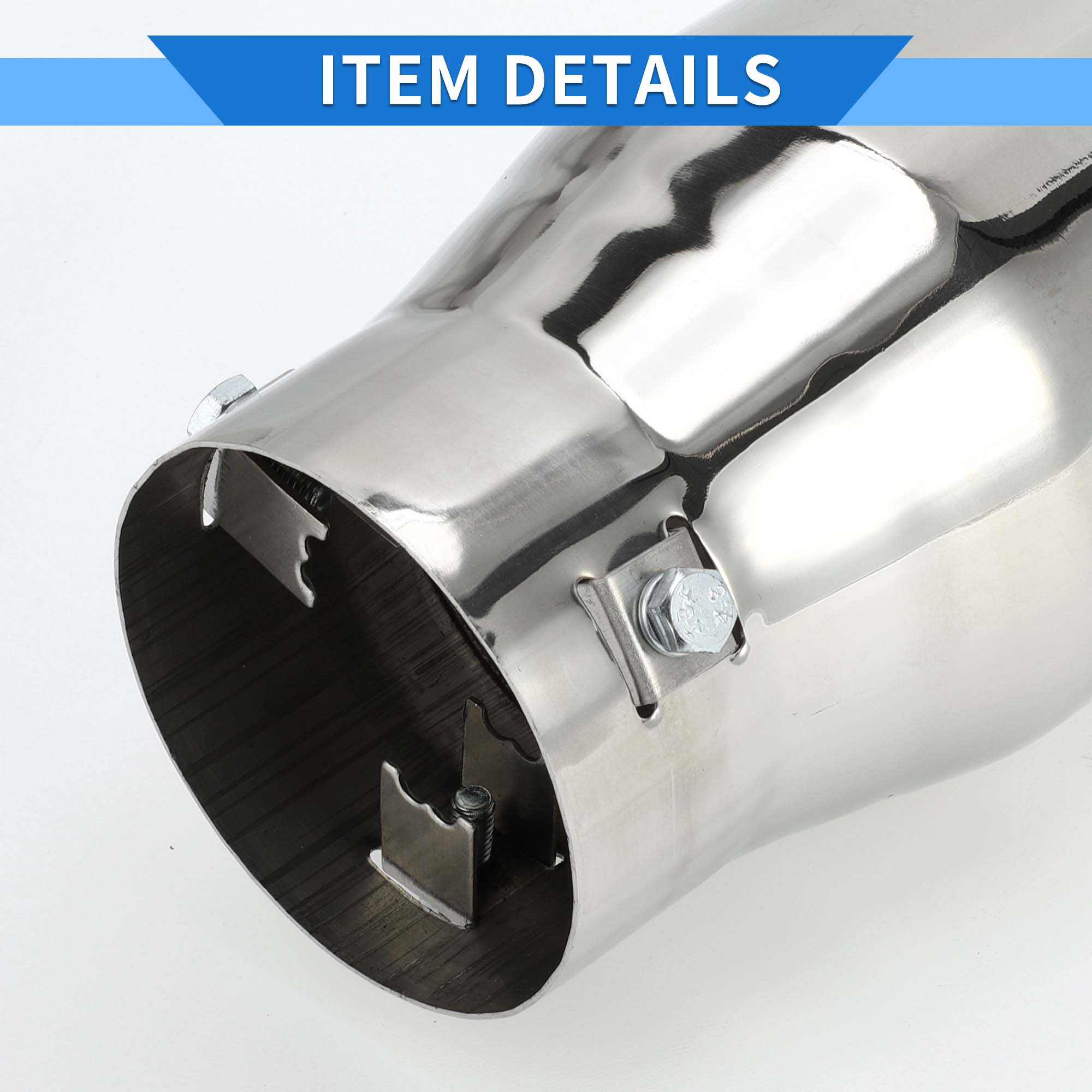 Unique Bargains Slant Cut Exhaust Tip 1.6 - 3.0 Inlet 3.9 Outlet 7.3 Length Silver Tone