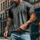 thumbnail image 2 of Manga Corta de Verano Tops de la Moda Casual de los Hombres de Color Sólido Solapa Top Camiseta Cuello Redondo, Camiseta Casual Ligera, 2 of 9