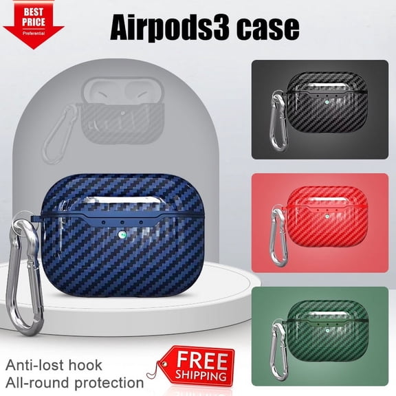 Amerteer For Apple AirPods Pro Case Carbon Fiber TPU Shockproof Charging Skin Case Cover Multiple Color