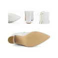 thumbnail image 2 of BLISSFUL STEP Glitter Pointed Toe Block Heel Ankle Boots for Women White 8, 2 of 6