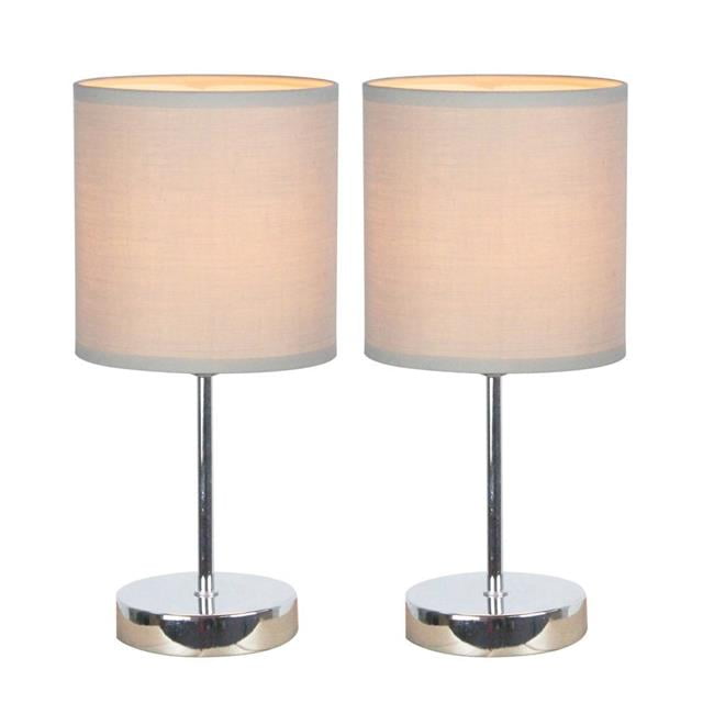 Chrome Basic Table Lamp with Gray Shade Grey, Pack of 2