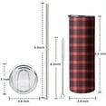 thumbnail image 5 of 20oz Red and Black Plaid Pattern Skinny Tumblers Stainless Steel Tumbler with Lid and Straw,Vacuum Insulated Double Wall Travel Tumbler Cups with Cleaning Brush for Coffee,Tea, 5 of 6