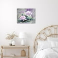 thumbnail image 5 of Zen Purple Floral Canvas Wall Art Water Lily Flower with Green Leaf Plant and Dragonfly Wall Art Nature Botanical Framed Wall Art for Bathroom Bedroom Living Room Wall Decor,12L x 16W inches, 5 of 6