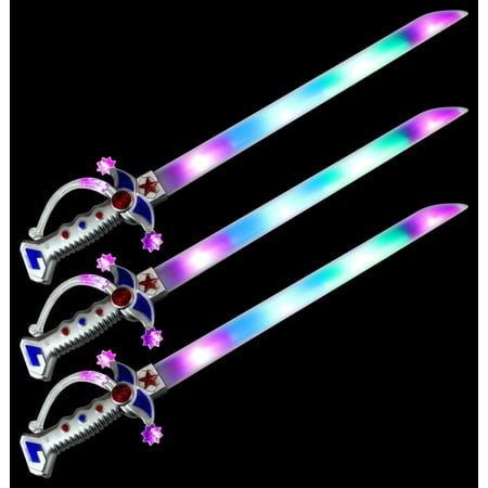 Set of 3 VT Clear Astro Pirate Flashing LED Light Up & Sound Party Favor Toy Light Sword Sabers