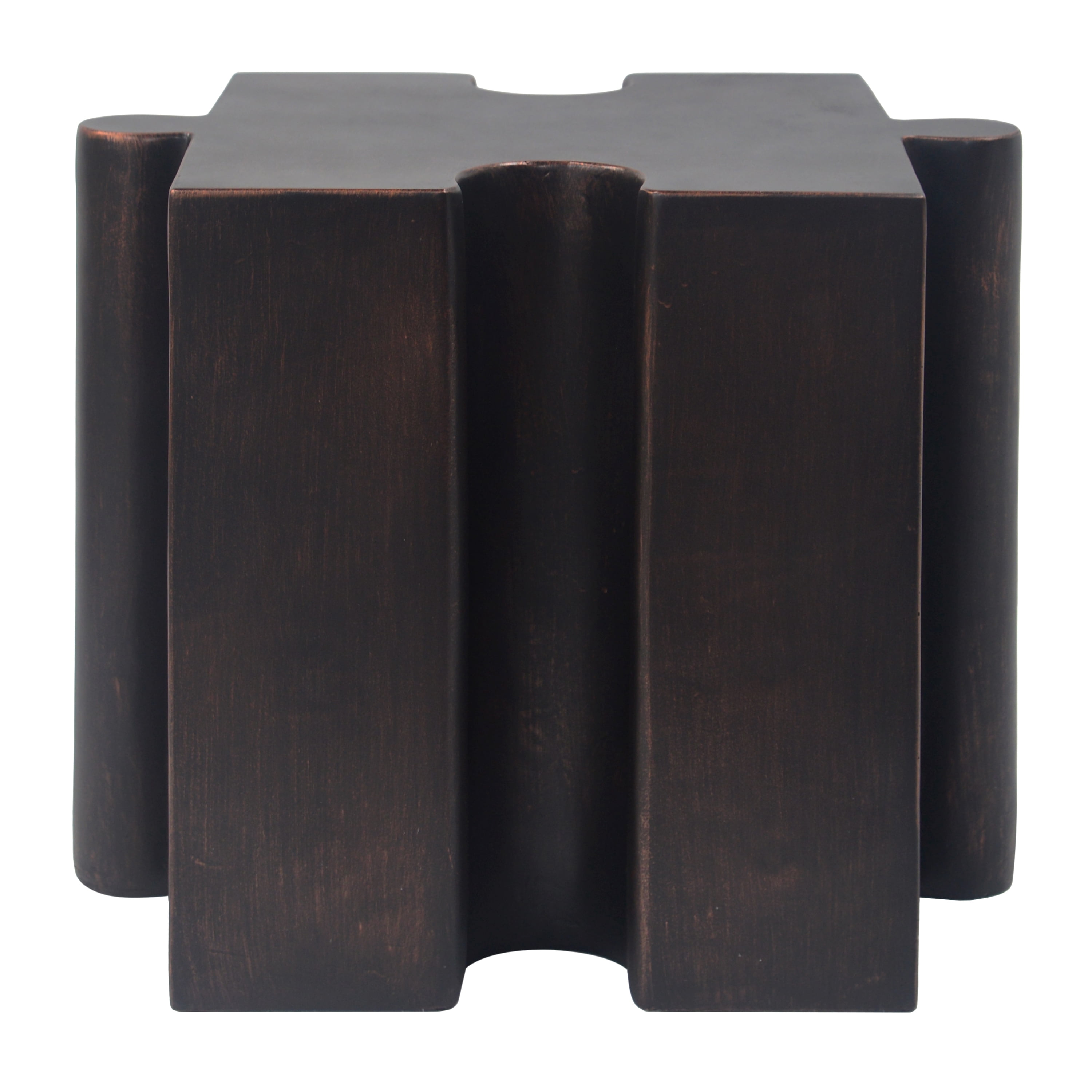 Puzzle Art Side Table, Outdoor Modular Concave Edge Table for Patio Garden Indoor Outdoor, Antique Copper