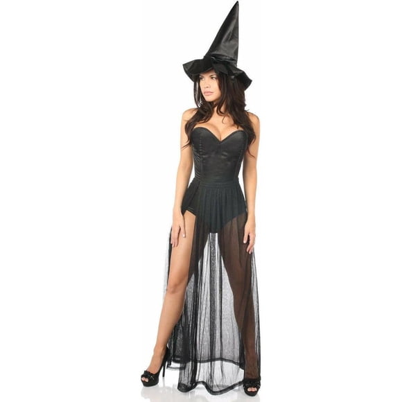 Daisy Corsets Women's Lavish 3 PC Evil Witch Corset Costume, Black, Medium
