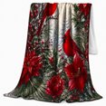 thumbnail image 2 of Winter Cardinals With Red Poinsettias, Naturalistic Winter Botanical Illustration for Bird And Flower Enthusiasts, Christmas Gift, Cozy Flannel Blanket and Home Decor for Living Room and Bedroom, 2 of 7