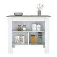thumbnail image 6 of Knubmt Kitchen Island with 3 Open Shelf, 40" Width Island Table for Living Room, Dining Room, Kitchen, White+Gray, 6 of 6