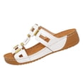 thumbnail image 2 of Walking Sandals Women,Wedge Sandals,Women's Sandals,Womens Dress Sandals,Wedge Sandals for Women Dressy Summer Beach Slip On Womens Slide Shoes Comfortable Walking Platform Sandals,White,9.5, 2 of 5