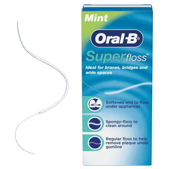 Oral-B Floss, Super Floss Pre-Cut Strands Dental Floss, Mint, 50 Count