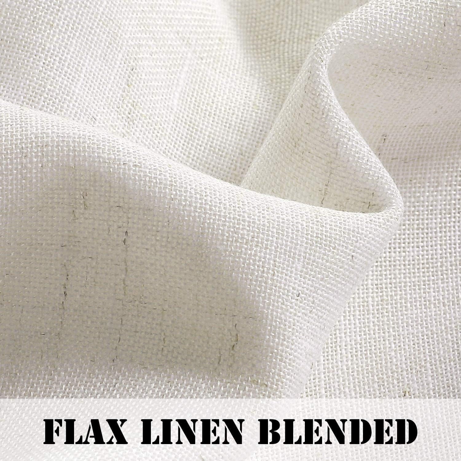 "Primebeau Natural Linen Textured Sheer Curtains with Nickel Grommets, 52"" W x 63"" L, Ivory"
