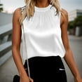 thumbnail image 4 of QHFBli Womens Silk Satin Tank Tops Business Casual Ruffle Trim Neck Sleeveless Summer Blouses Shirts, 4 of 6