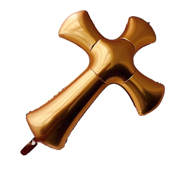 SHINYPASING Golden Cross Shape Aluminium Film Balloons for Baptism Bautizo Decor 1Pack
