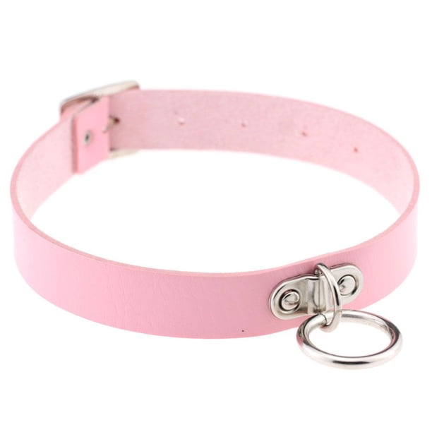 Sonducket Mujeres niñas gótico O-Ring Collar Punk PU cuero gargantilla collar corto collar joyería arnés para el cuello Ropa, zapatos y accesorios Miscelánea Rosa Sonducket PS11244-08