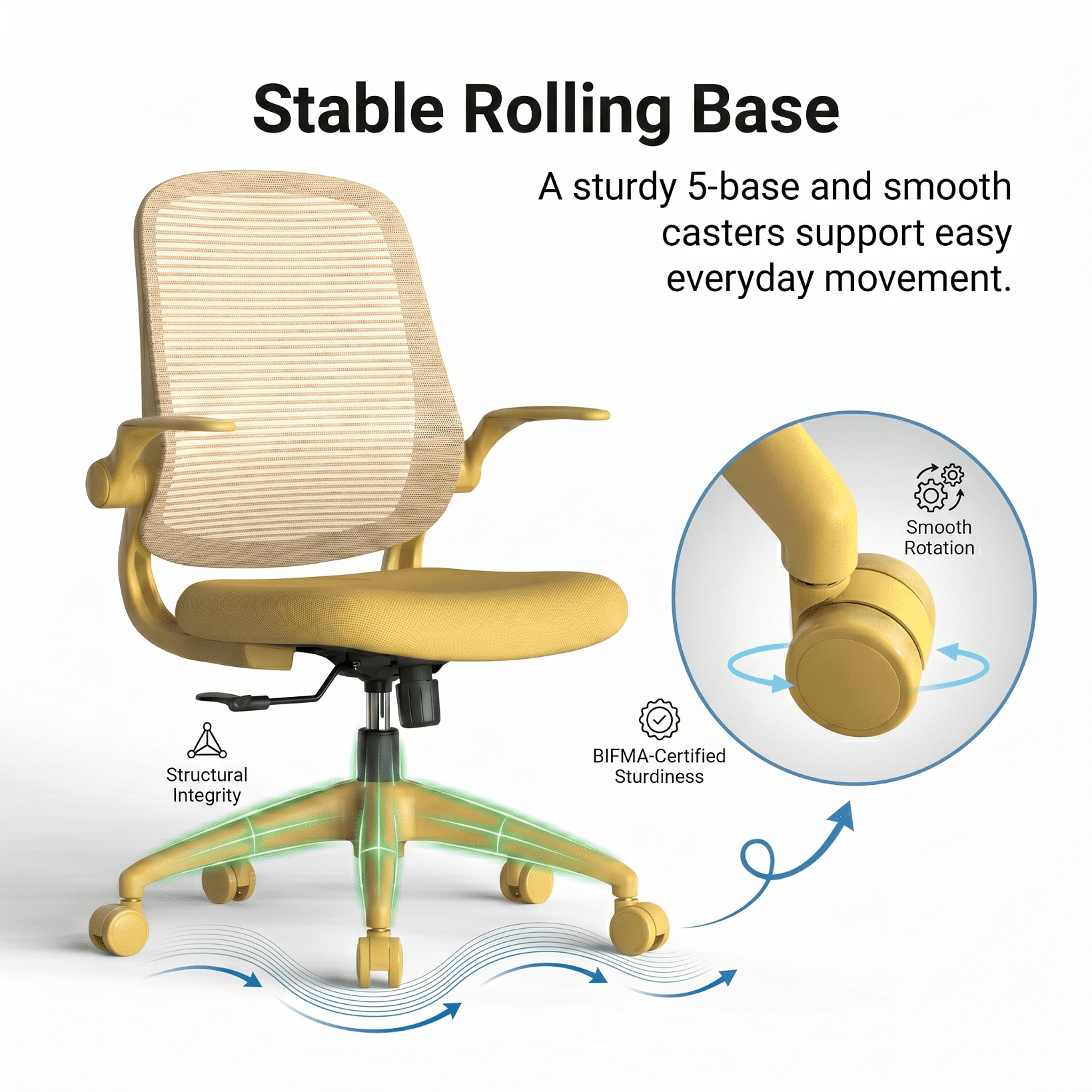 Homy Casa Flip-Up Armrest Mesh Office Chair, Ergonomic Swivel Desk Chair for Home Office