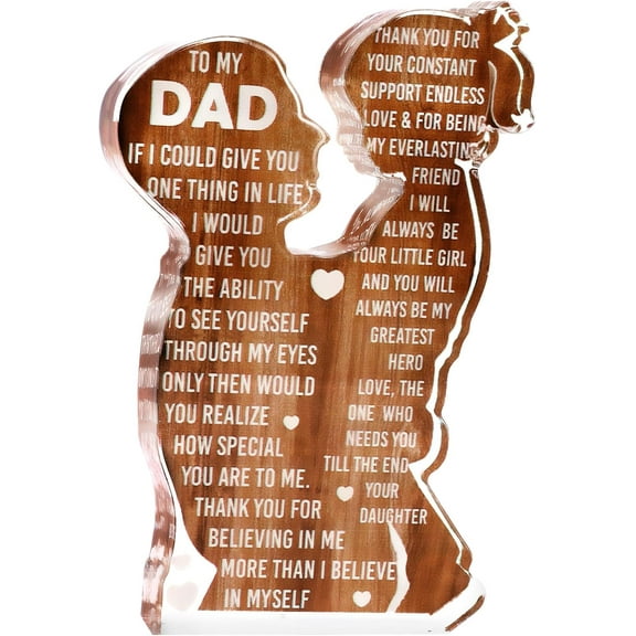 Gifts for Dad from Daughter Unique Father Birthday Gifts Funny Gift Ideas to Father’s Day Christmas Gift Best Dad Ever Present Acrylic Plaque Sign Perfect for Home Bedroom Office Desk Decor