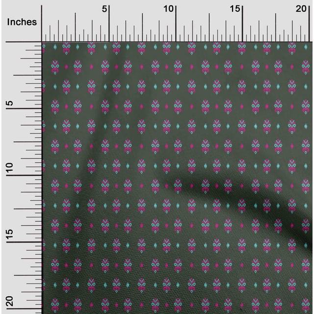 oneOone Georgette Viscose Fabric Small Motif Ikat Printed Craft Fabric BTY 42 Inch Wide