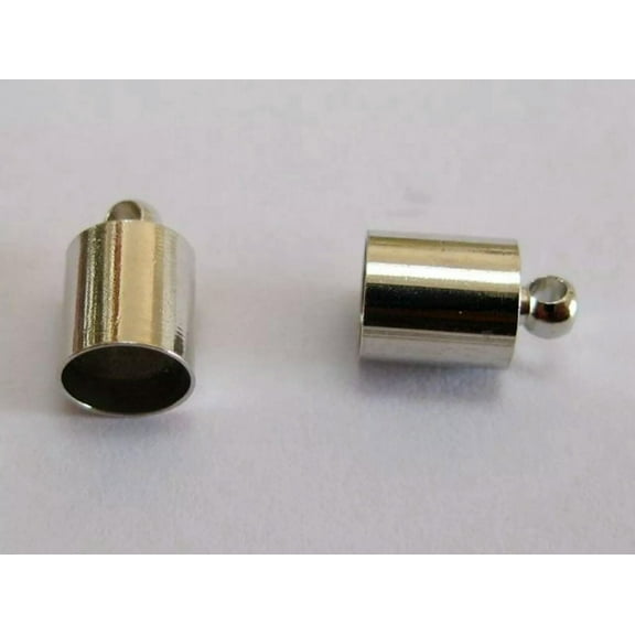 U8MO 50 Silver Tone End Bead Caps For 5mm Leather Cord Necklace Bracelet Making