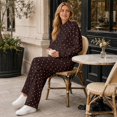 thumbnail image 4 of Women Polka Dot Hooded Sweatshirt 2 Piece Outfit, Long Sleeve Pullover Hoodie and Wide Leg Pants Matching Tracksuit Casual Loungewear for Fall Winter, 4 of 6