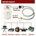 thumbnail image 3 of 6 Feet Propane Adapter Hose with Gauge, 1lb to 20lb Adapter Converts 1lb Appliances to 5-40lb Tanks, Stainless Steel Braided Hose for Blackstone Griddle, Weber Q, Coleman Grill, Buddy Heaters, 3 of 7