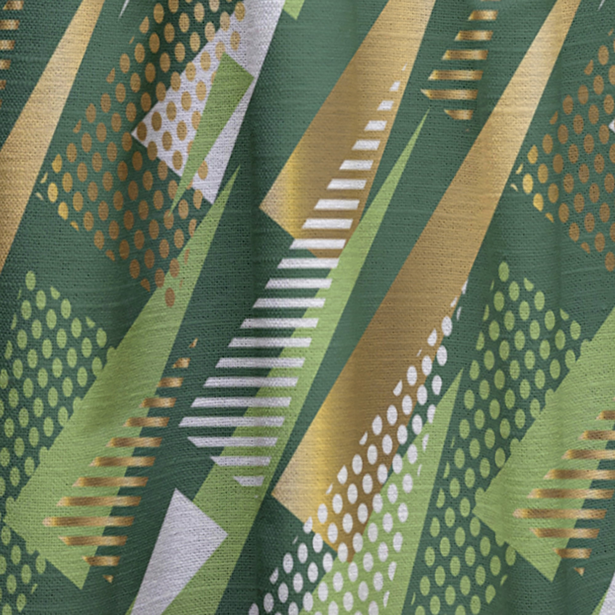 Designart 'Triangular Green and Gold Design I' Mid-Century Modern Curtain Panel