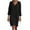 Black, variant on Utoimkio Women's Ruched Long Sleeve Loose Cotton Linen Midi Dresses Casual Loose V Neck Knee Length Fall Casual Long Dresses for Women