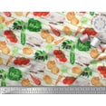 thumbnail image 3 of Soimoi White Velvet Fabric Stripe & Mixed Veggies Vegetable Decor Fabric Printed Yard 60 Inch Wide, 3 of 3
