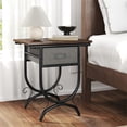 thumbnail image 5 of Rustic Metal Side Table w/ Fabric Drawer - Black &amp; Gray - 19"W x 14"D x 21"H - Perfect Bedside, Coffee, End Table for Living Room, Bedroom, 5 of 9