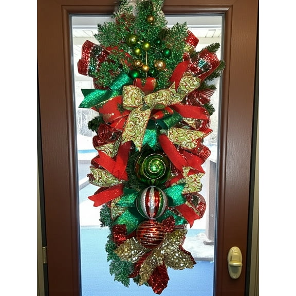 Red and Green Christmas Swag, Christmas Decor