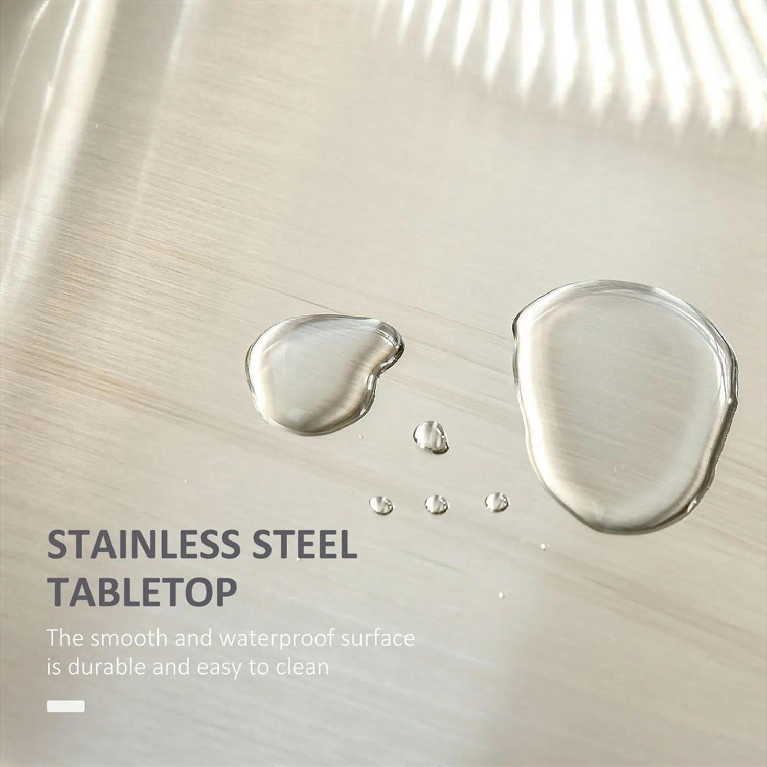 Demi Bonn 35" Kitchen Island Cart on Wheels with Stainless Steel Top, Rolling Dining Room Serving Utility Carts Mobile Movable with Towel Rack, Gray