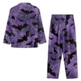 thumbnail image 4 of SCRAWLGOD Halloween Bat Spider Web Violet Mens Pajamas Set, 2 Pack Comfortable Notch Collar Pajamas for Men, Lightweight Long Sleeve Mens Sleepwear with Pockets & Elastic Band, XS, 4 of 6