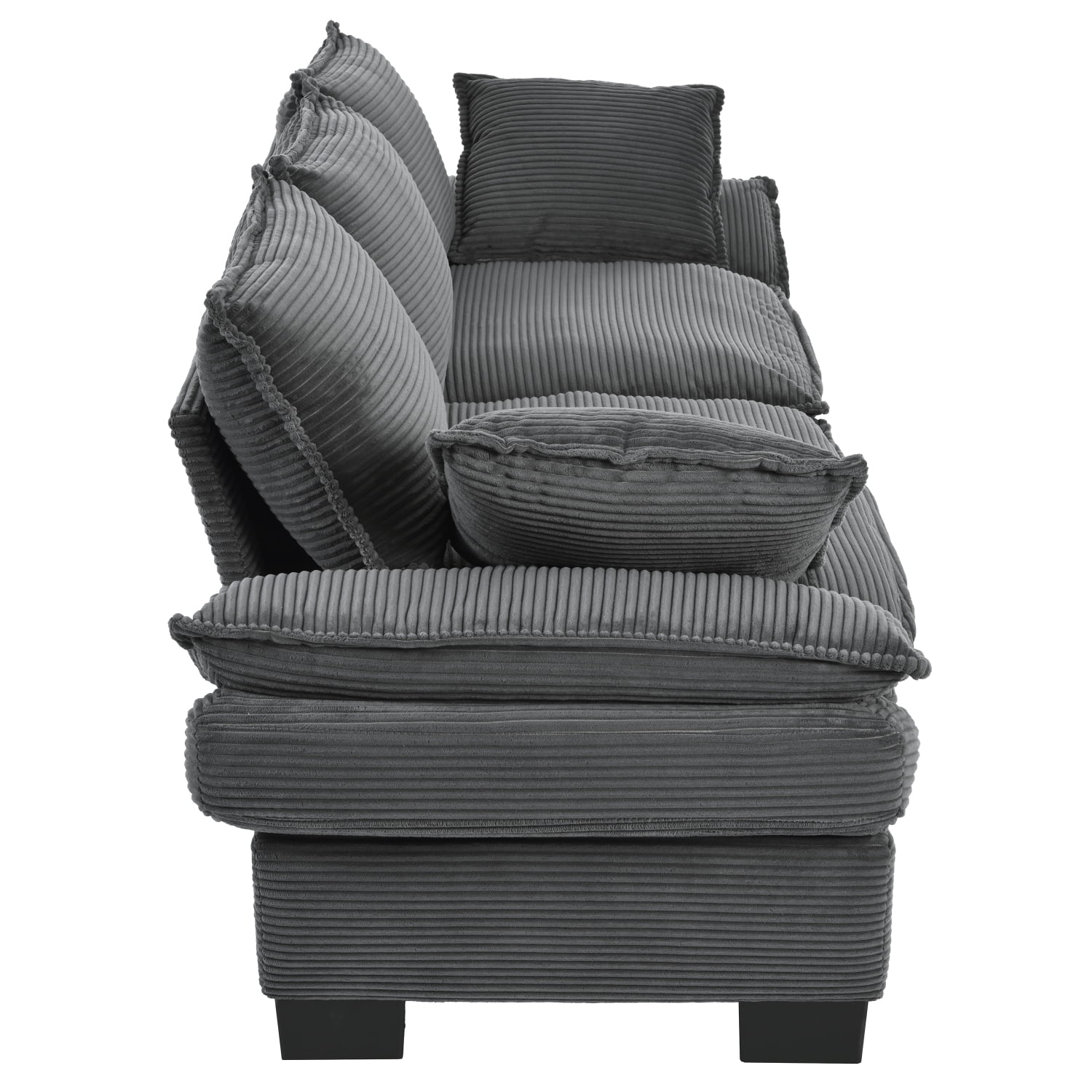 Harper & Bright Designs Corduroy Loveseat Couch for Small Spaces, Modern 2 Seater Curved Sofa with 2 Decorative Throw Pillows for Living Room Apartment, Gray