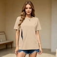 thumbnail image 4 of ShomPort Women's Nursing Tops for Breastfeeding Oversized Short Sleeves Side Splits Hidden Zipper Maternity Top, 4 of 7