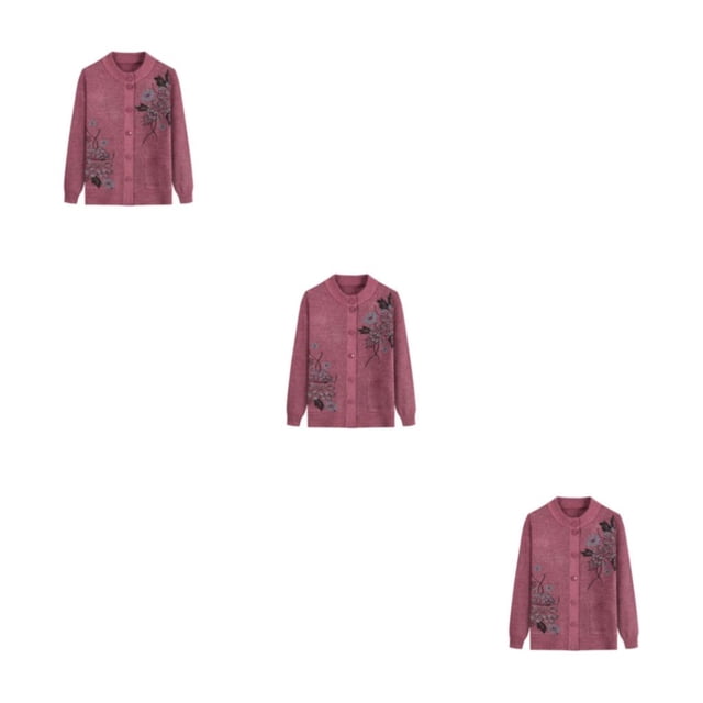 Baohd Elderly Women Knit Sweater Warm Exquisite Workmanship Wide Application pink 3Set