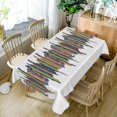 thumbnail image 5 of 60x84inches Rectangle Tablecloth Bohemian Colorful Striped White Table Cloth Spill Proof and Waterproof Fabric Table Cover for Kitchen Dining Room Cafe Patio Indoor Outdoor Party Supplies, 5 of 7