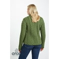 thumbnail image 4 of Aran Merino Wool Cardigan Women's Irish Asymmetrical Button Neck Cable Knitted Sweater Made in Ireland, 4 of 9