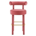 thumbnail image 5 of Bar Stool Chair Barstool, Pink Gold, Velvet, Pub Cafe Bistro Dining Kitchen Hospitality Restaurant, Modern Contemporary Boutique HB34827, 5 of 9