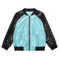 thumbnail image 5 of Jhaoyu Girls Boys Sequin Color Block Jackets Bomber Kids Glitter Long Sleeve Flight Jacket Zip Up Lake Blue 14, 5 of 7