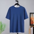 thumbnail image 4 of sunsanly O-Neck Short Sleeve Waffle Fake Two Piece Men T-shirt Summer Solid Color Loose Tee Shirt Streetwear, 4 of 8