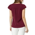 thumbnail image 3 of INSPIRE CHIC Women's Solid Blouse V Neck Ruffle Cap Sleeve Lightweight Work Blouse S Burgundy, 3 of 7