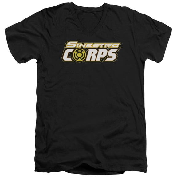 Green Lantern Sinestro Corps Logo S/S Adult V-Neck T-Shirt Black