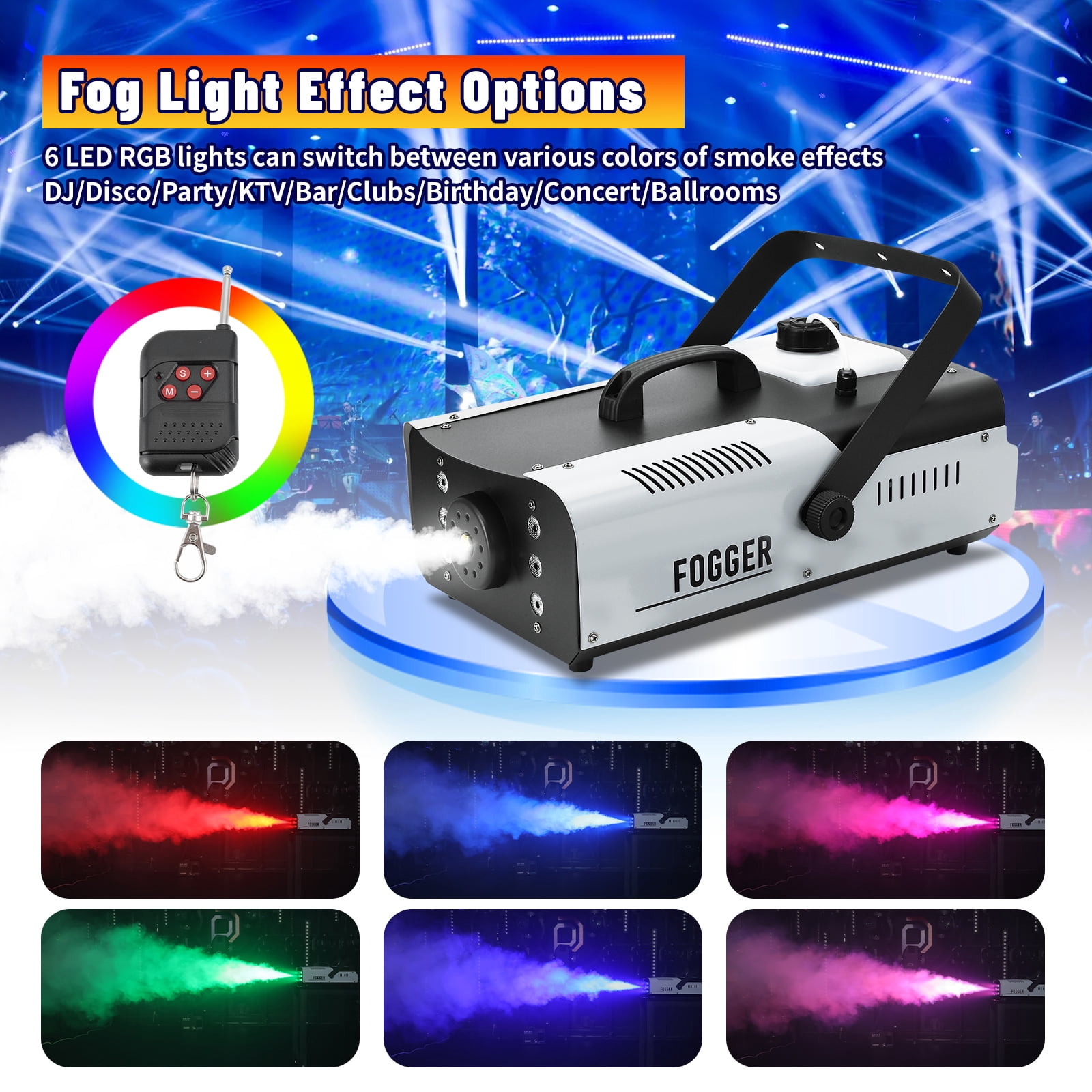 1500W Fog Machine 20000CFM Smoke Machine with LED Lights,Wireless Remote & Wired Control Professional Smoke Machine for DJ Stage Halloween Party Wedding Christmas