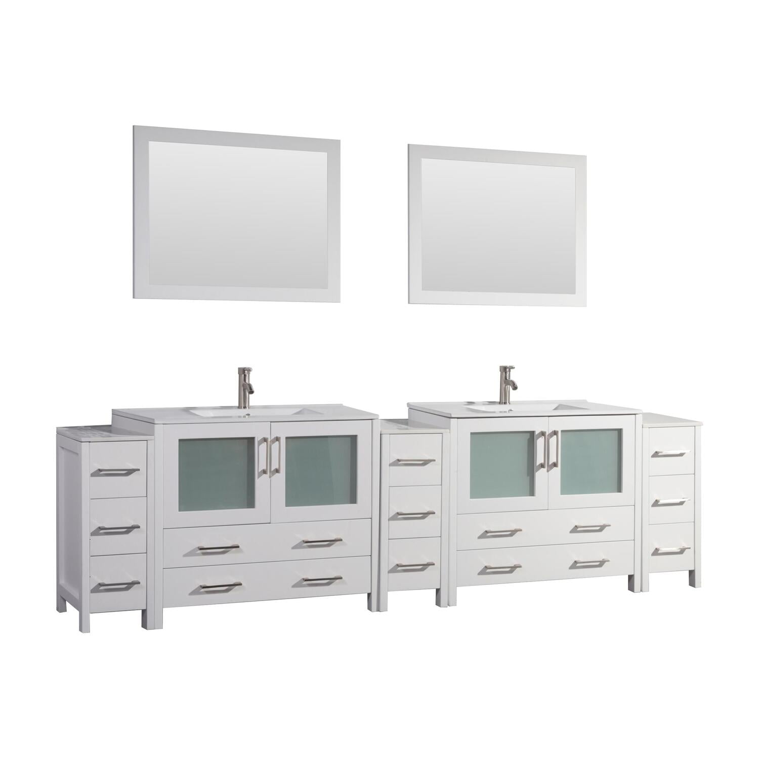 Vanity Art 108 inch double sink bathroom vanity set with ceramic vanity
