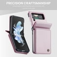 thumbnail image 4 of SaniMore for Samsung Galaxy Z Flip 4 Wallet Case, RFID Blocking PU Leather Kickstand Credit Slots Flip Folio Protective Case, Double Magnetic Clasp Durable Shockproof Cover for Z Flip 4, Pink, 4 of 7