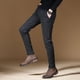 thumbnail image 2 of Pantalones de traje de cuadros escoceses para hombre, de negocios, con corte entallado, elásticos, elegantes y con estilo, para verano, 2 of 5